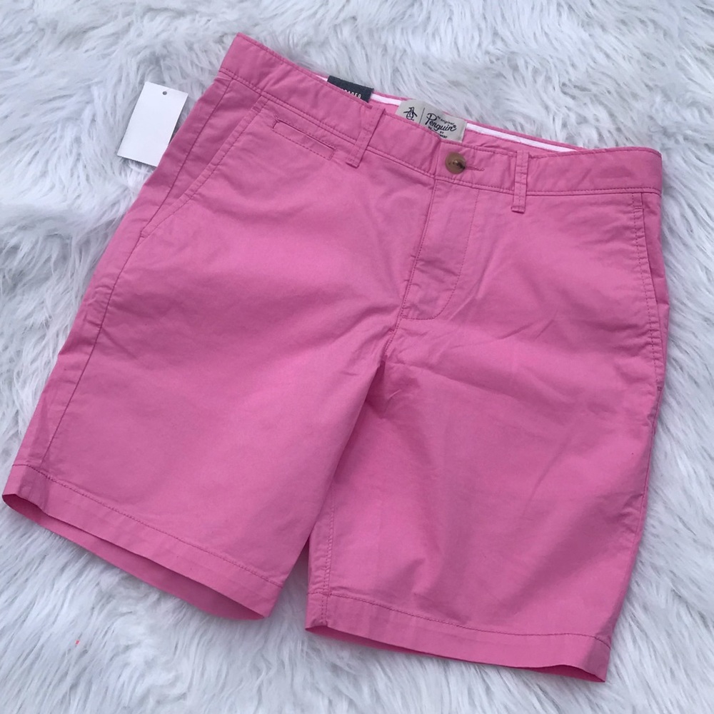  Men’s Original Penguin P55 Shorts Fuchsia Pink - Picture 2 of 8